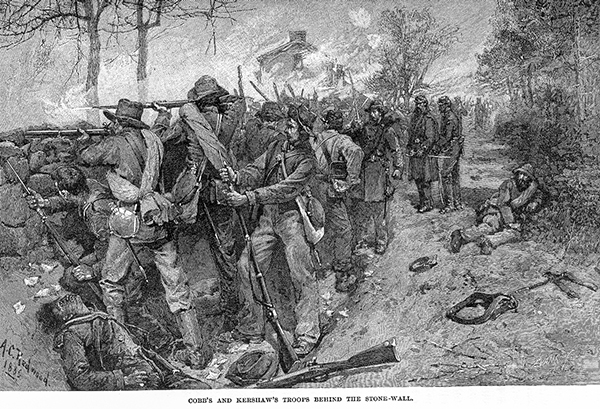 Jackson's troops shot down at the 14th as they struggled up the hill.
