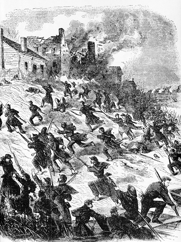 Kimball hurled continuous waves of manpower against the Stonewall Brigade, but Jackson’s troops held their line (Harper's Weekly).